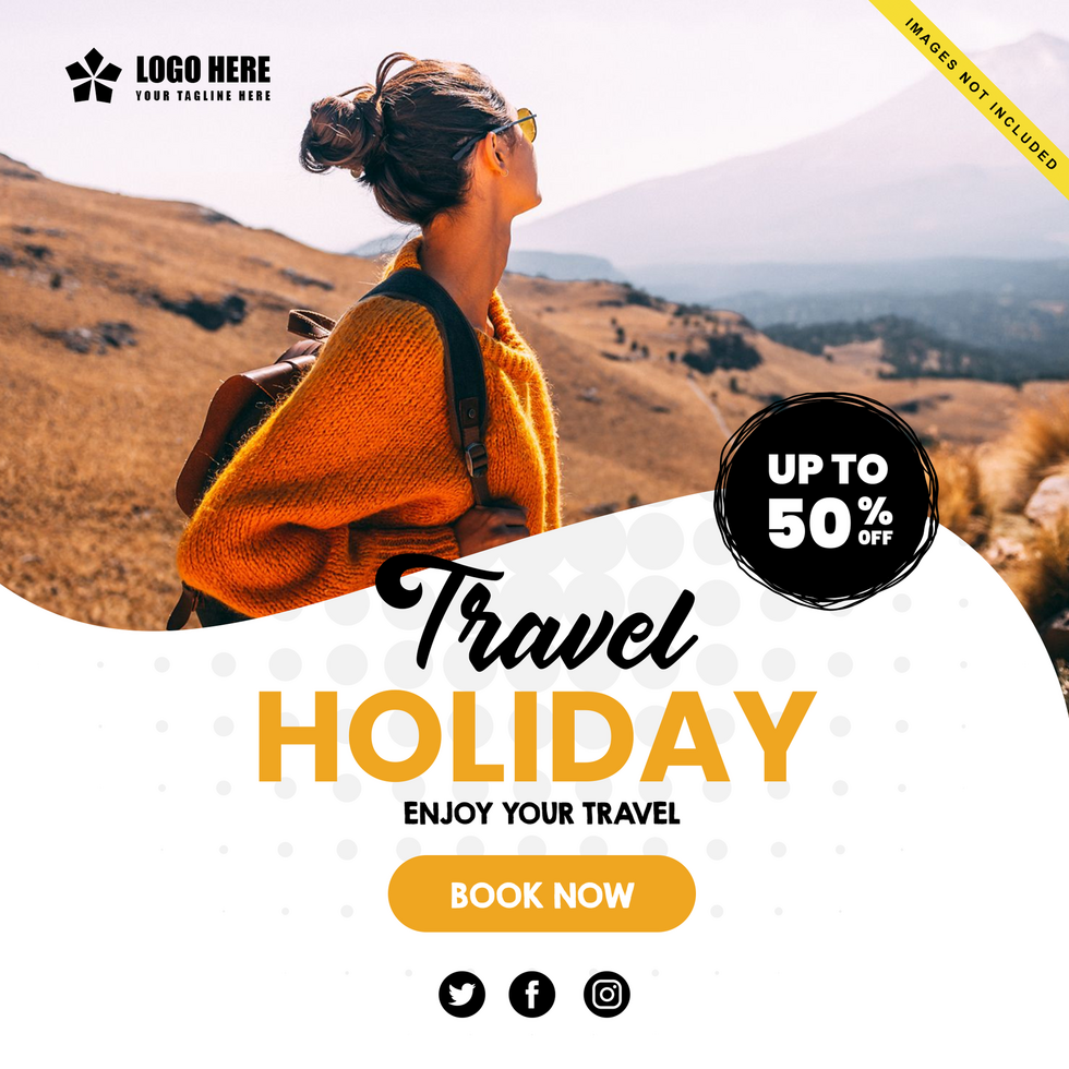 Creative travel tour flyer template design psd
