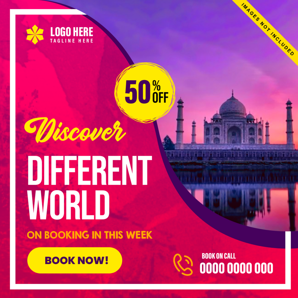 Creative travel tour flyer template design psd