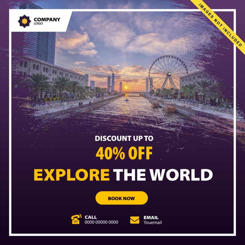 Creative travel tour flyer template design psd