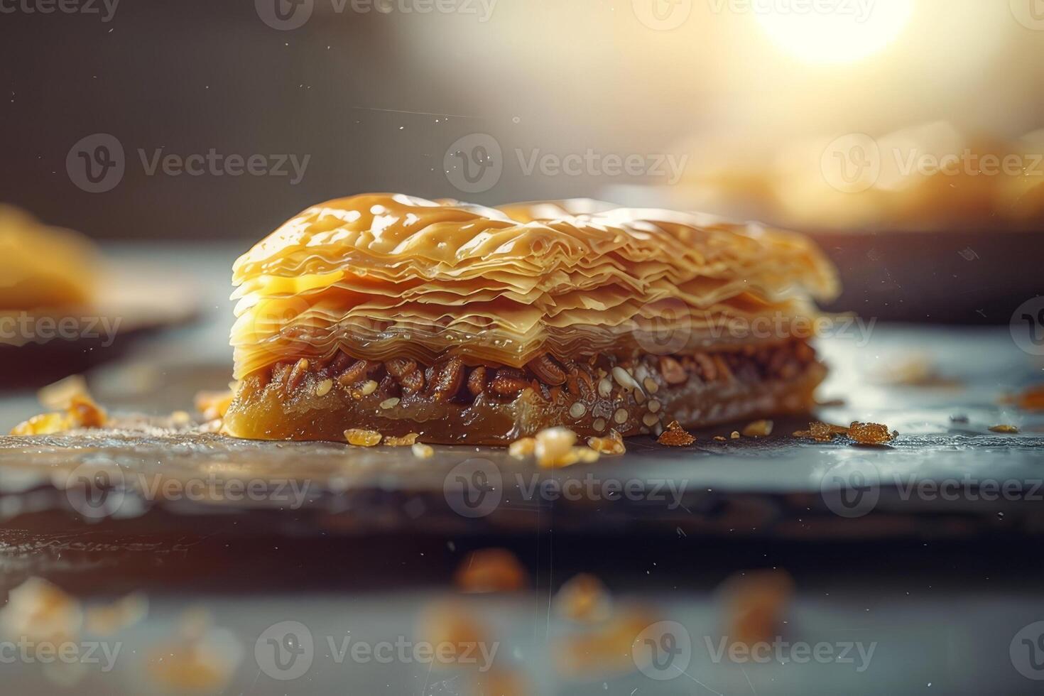 Traditional turkish dessert baklava with cashew, walnuts. Homemade baklava with nuts and honey. photo