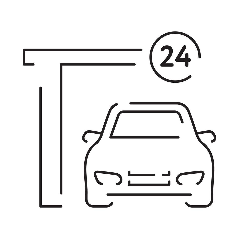 Drive through linear icon. Bank services, ATM, Transport lane to terminal. Contour symbol. Editable stroke. vector