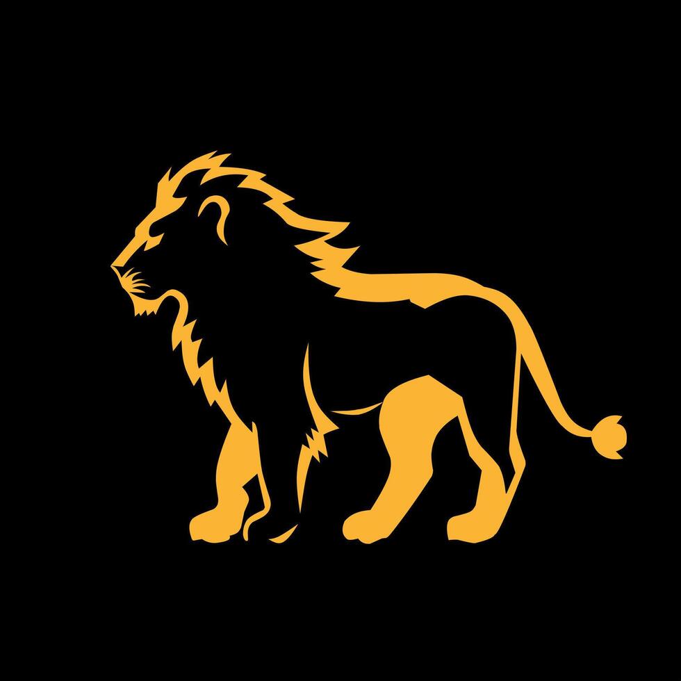 illustration of golden lion on black background vector