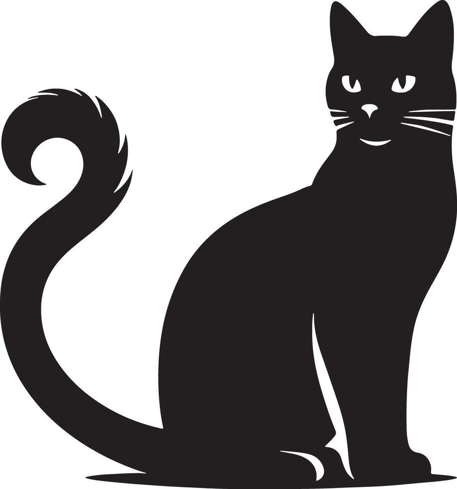 Elegant Cat Silhouette Illustration Design vector