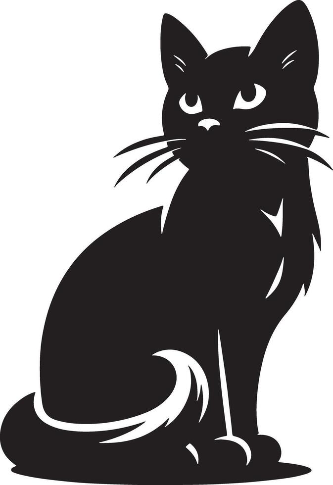 Elegant Cat Silhouette Illustration Design vector