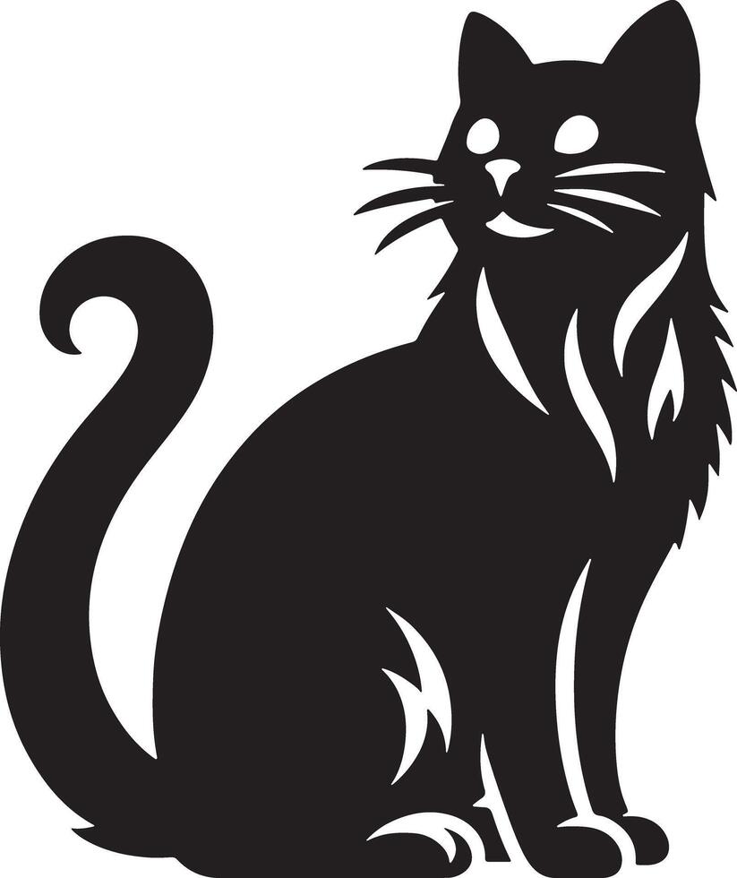 Elegant Cat Silhouette Illustration Design vector