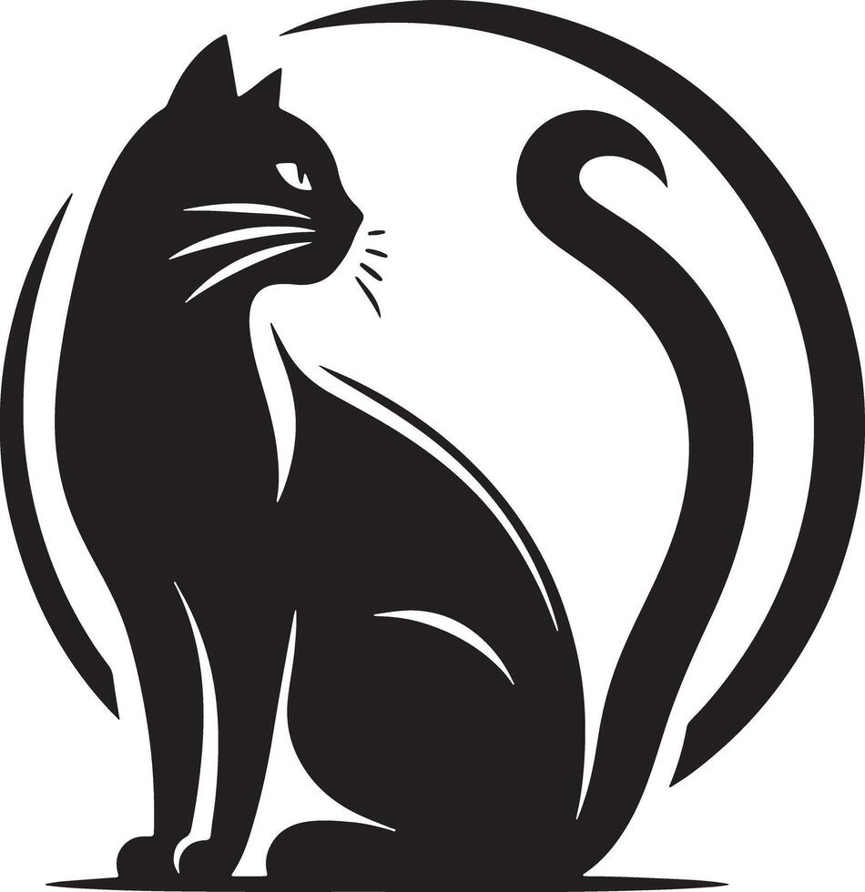 Elegant Cat Silhouette Illustration Design vector