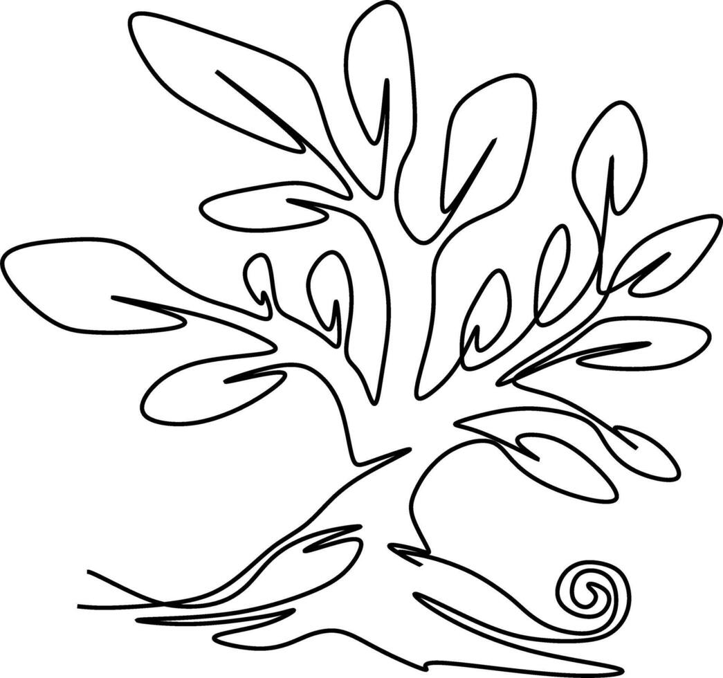 One-line art one continues line art. an illustration of trees isolated on white. vector