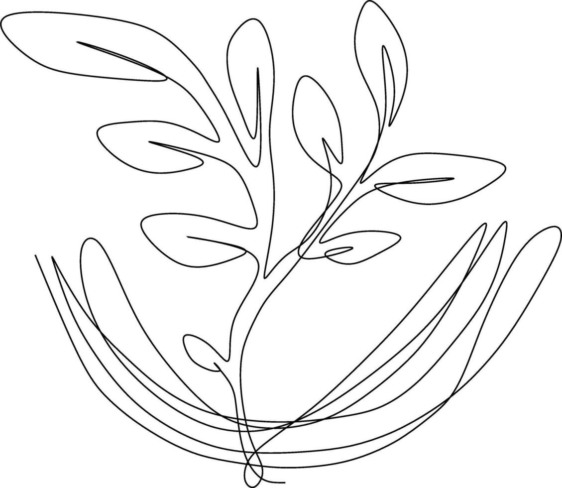 One-line art one continues line art. an illustration of trees isolated on white. vector