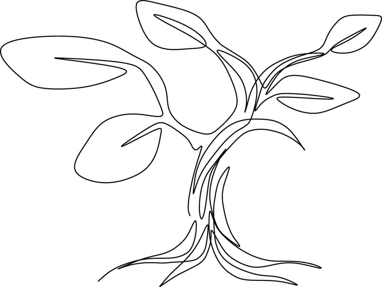 One-line art one continues line art. an illustration of trees isolated on white. vector