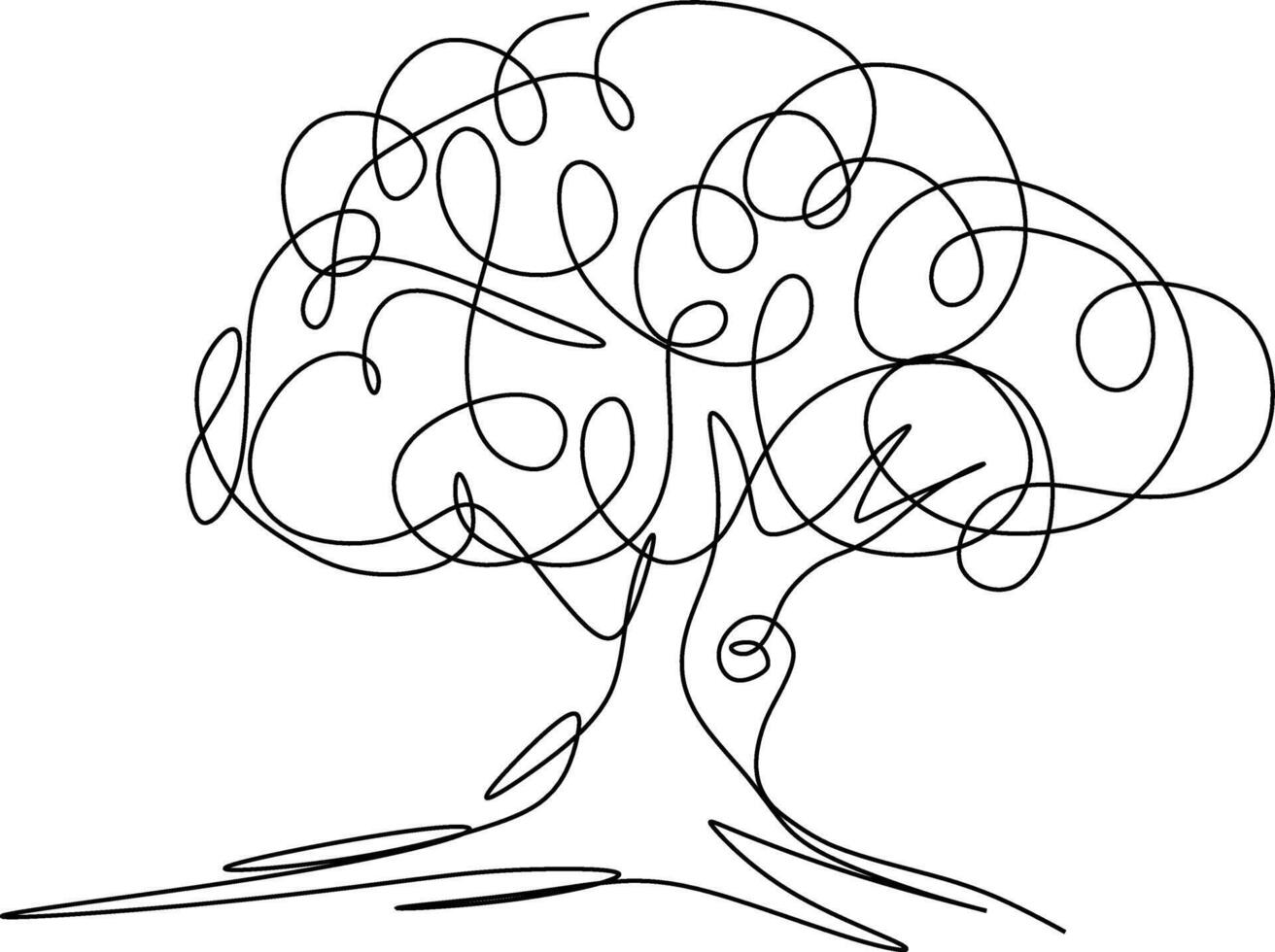 One-line art one continues line art. an illustration of trees isolated on white. vector