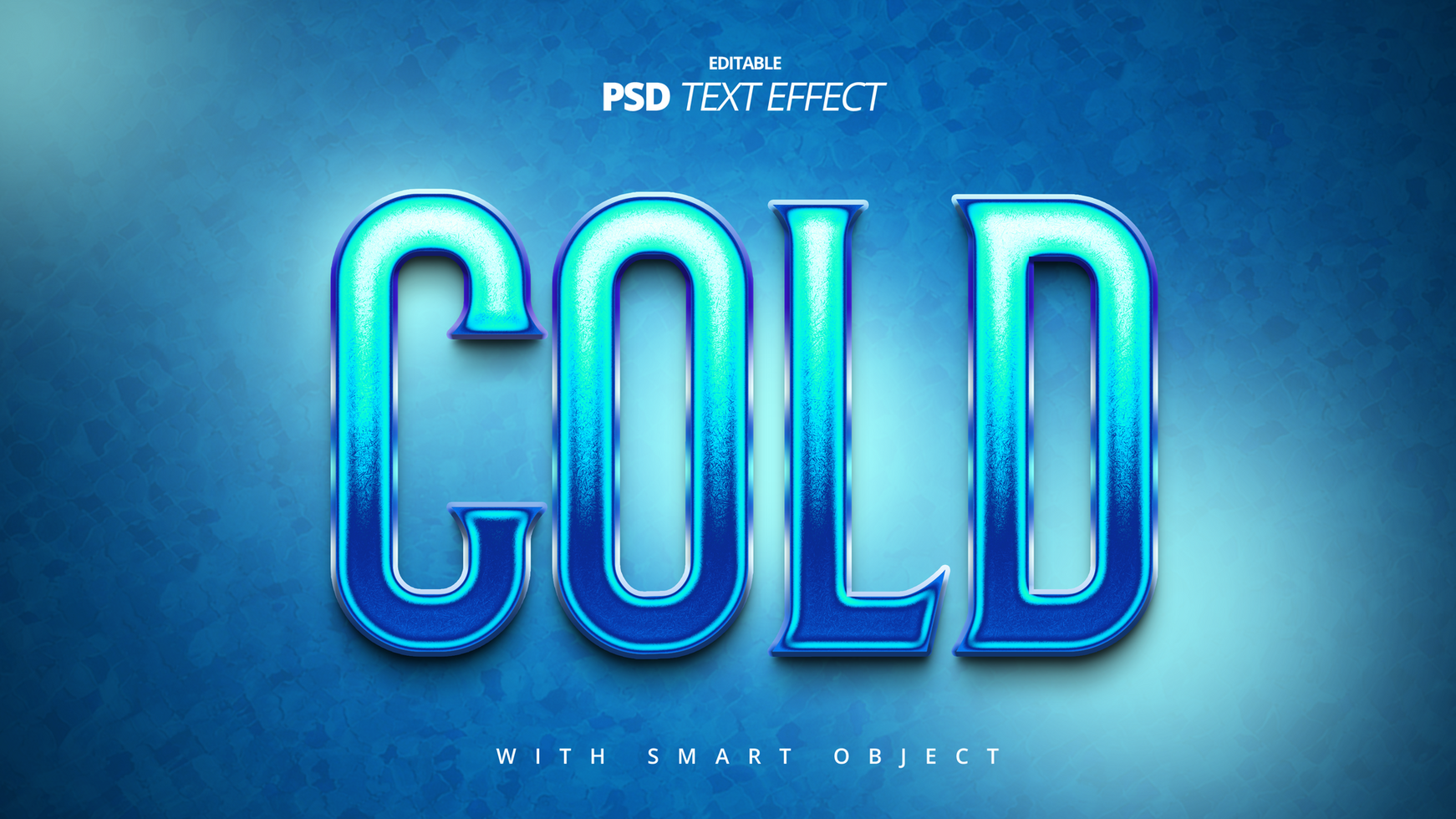Cold blue ice 3d editable text effect psd