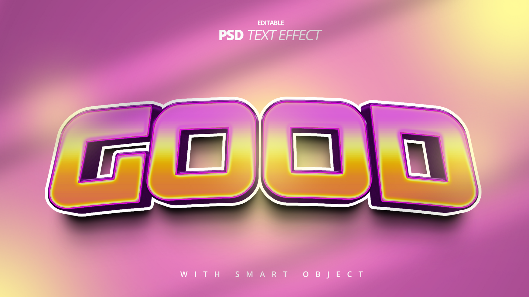 Bold 3d retro color text effect psd