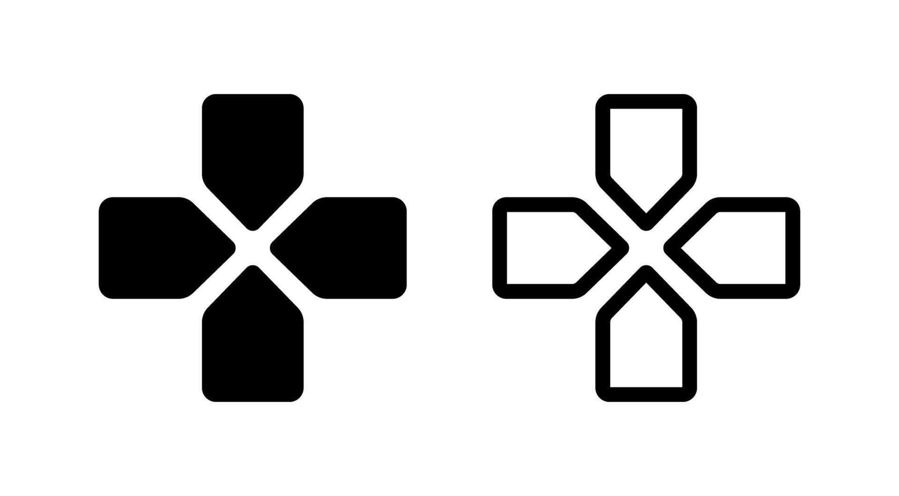 Game Controller Joystick Navigation Buttons Flat Outline Icons vector