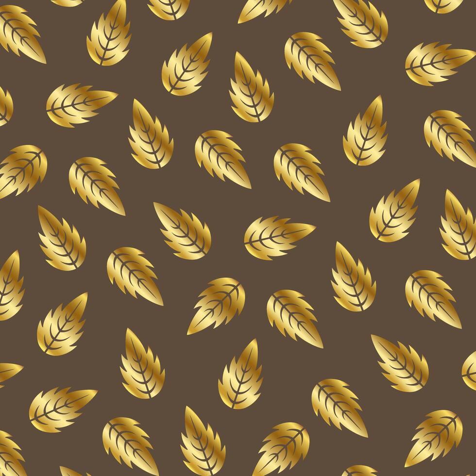 Gold Brown Leaf Pattern Background vector