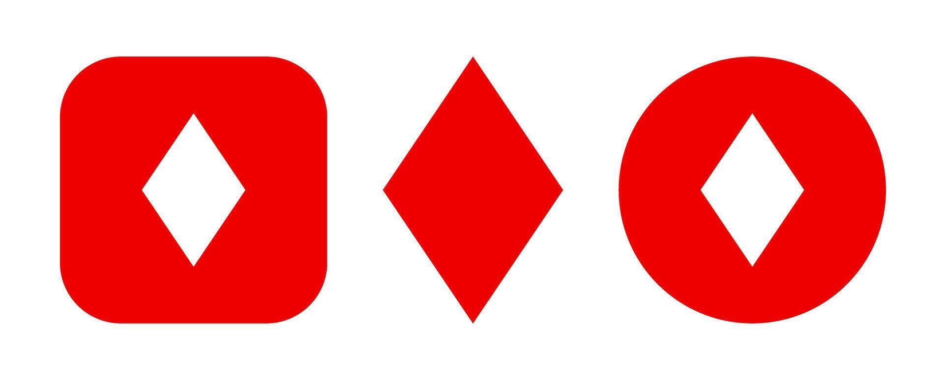 Playing Card Red Diamond Square Round Style Icons Illustration vector