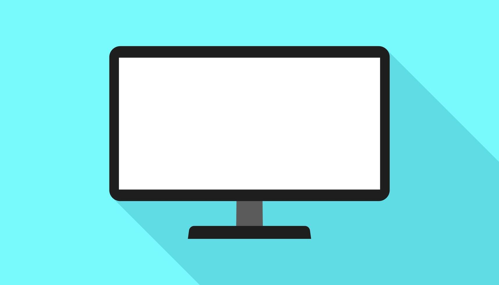 Flat Computer Monitor White Screen Long Shadow Illustration vector