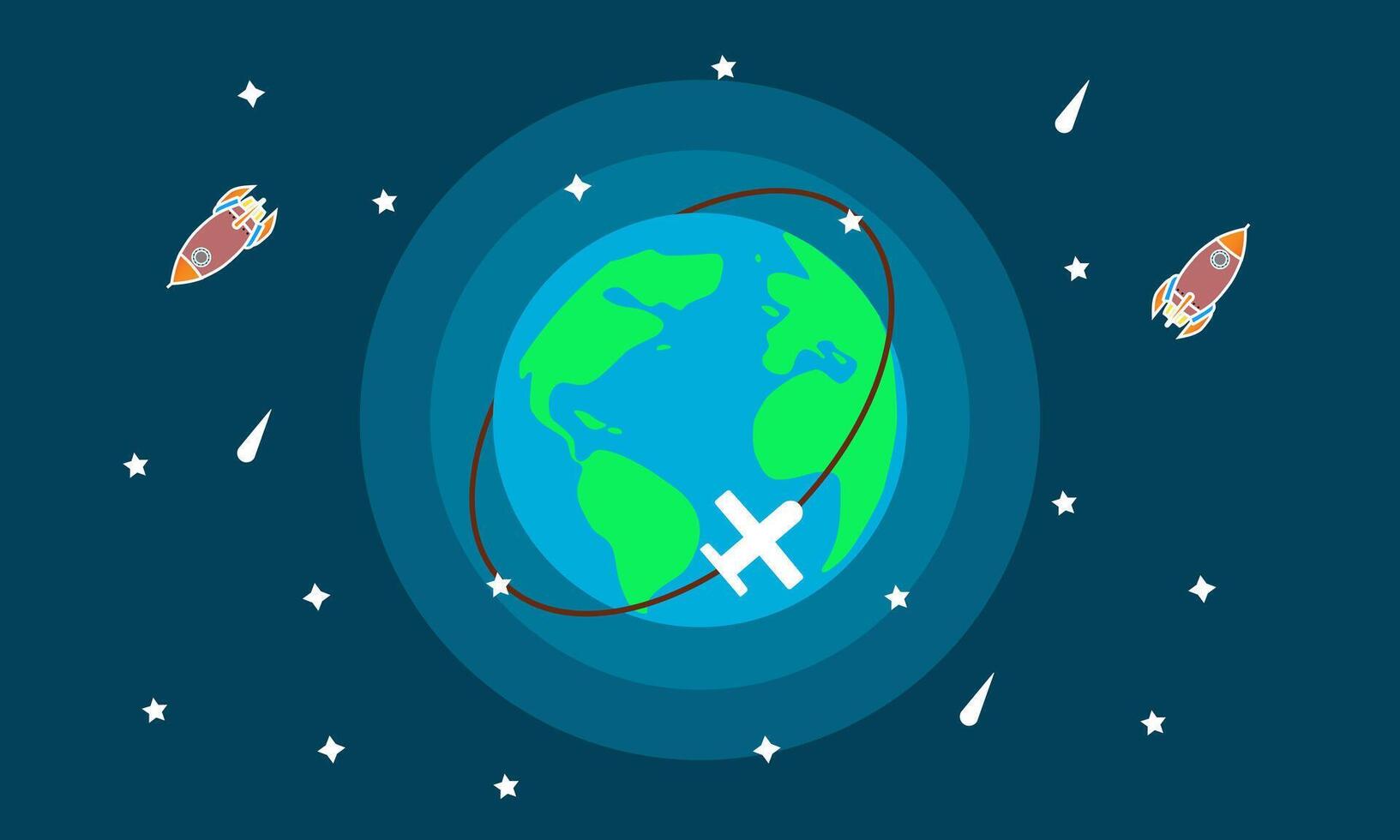 illustration Earth globe with greenery vector