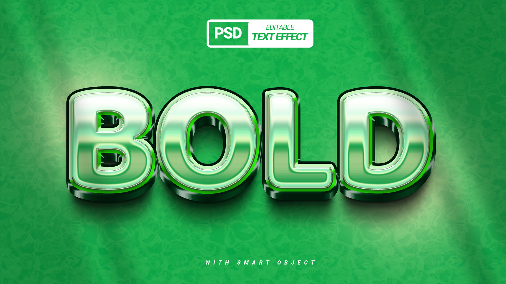 3d green bold shiny text effect psd