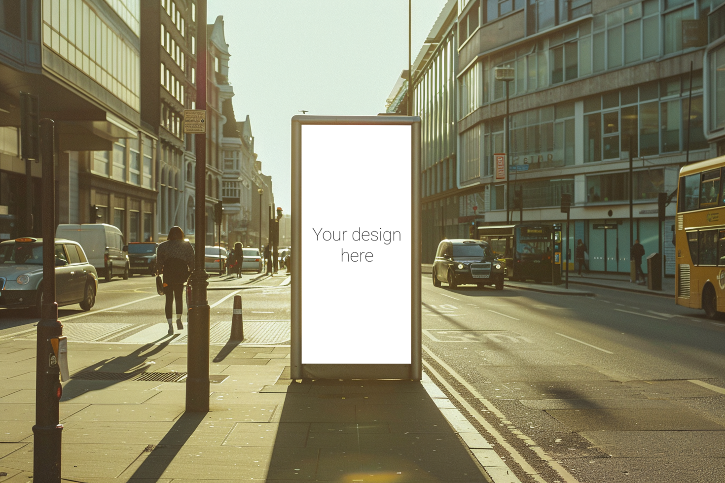 Mockup for city street advertising banner or billboard. Cars on the street psd