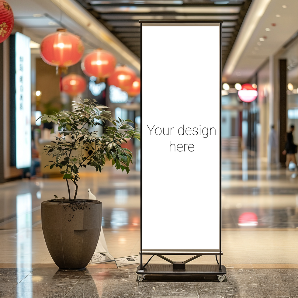 Mockup of advertising banner or billboard in shopping center. psd
