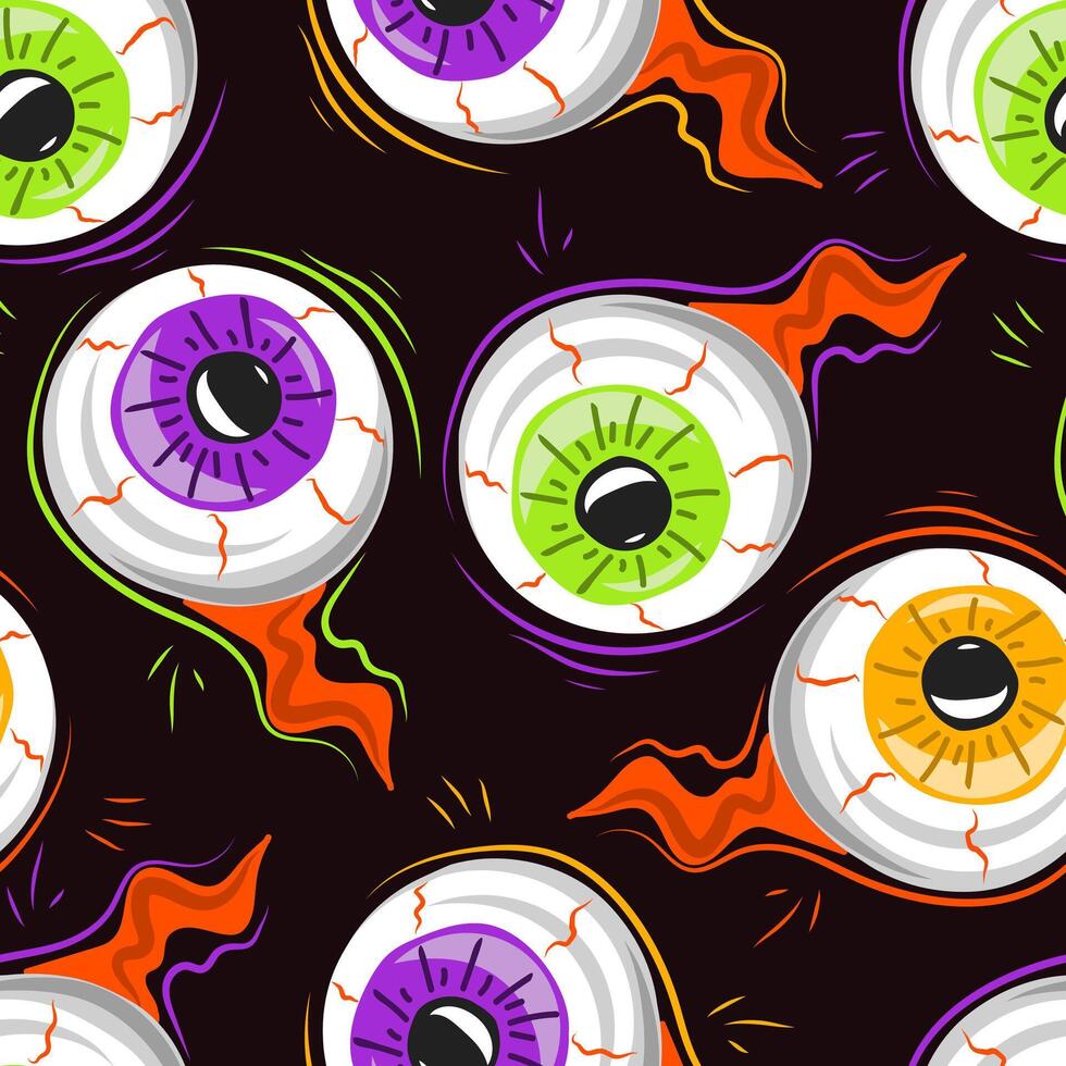 Bloody eyes seamless pattern. Modern halloween print. Scary fantasy design. Great for textile, fabric, wallpaper, wrapping, scrapbook and packaging vector