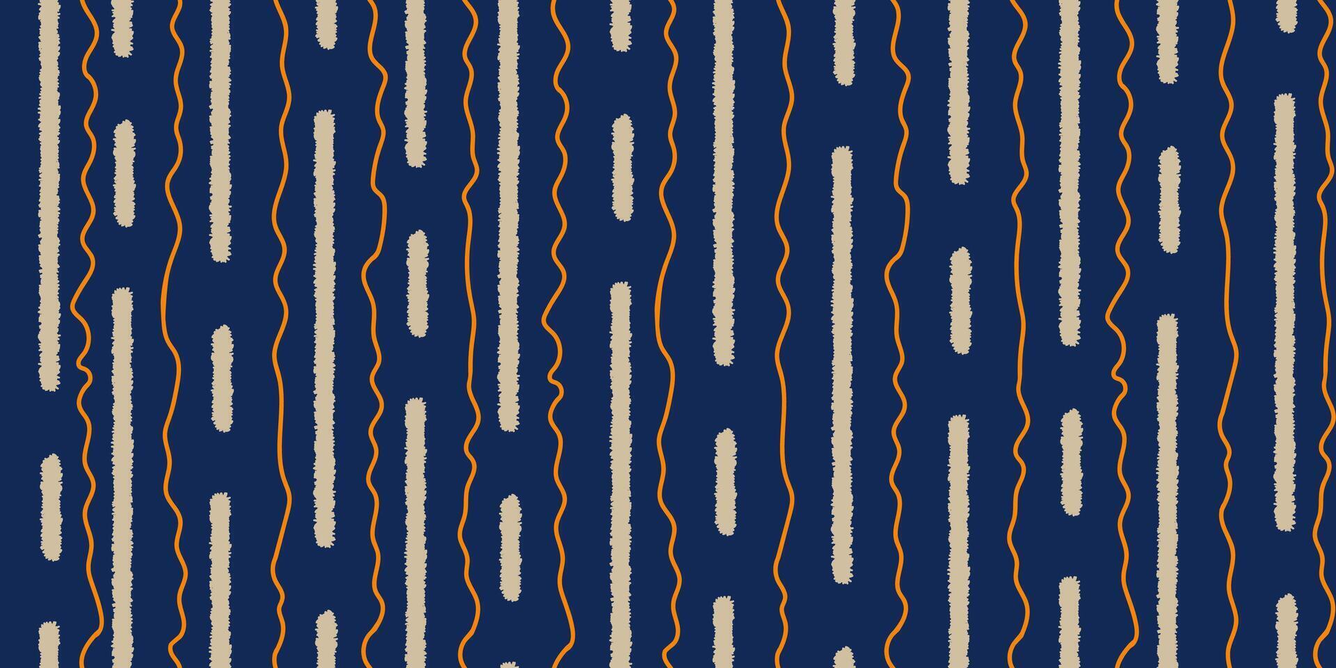 Seamless pattern with hand drawn vertical lines and waves. Stripe texture with textured lines. Great for textile, fabric, wallpaper, wrapping, scrapbook and packaging vector