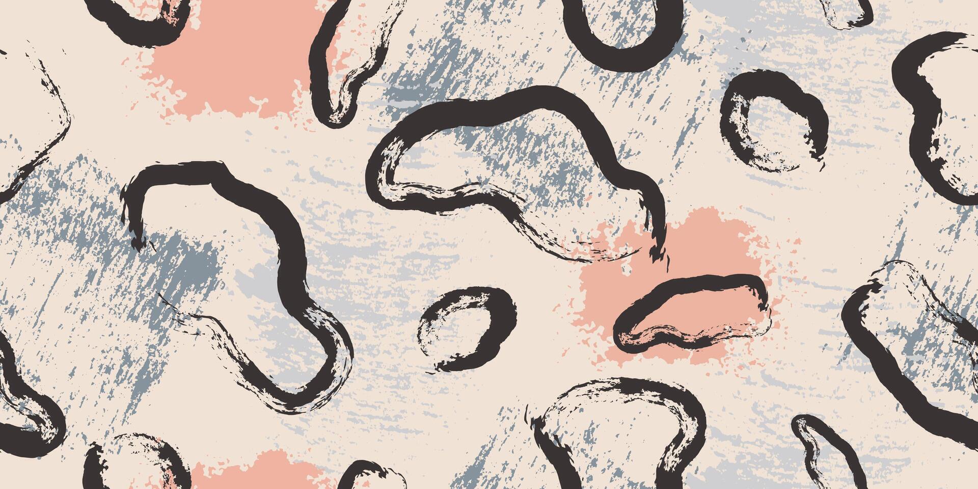 Abstract seamless pattern with brush strokes and blots in trendy colors. Background for ceramic tile, wallpaper, linoleum, textile, rug, web page vector