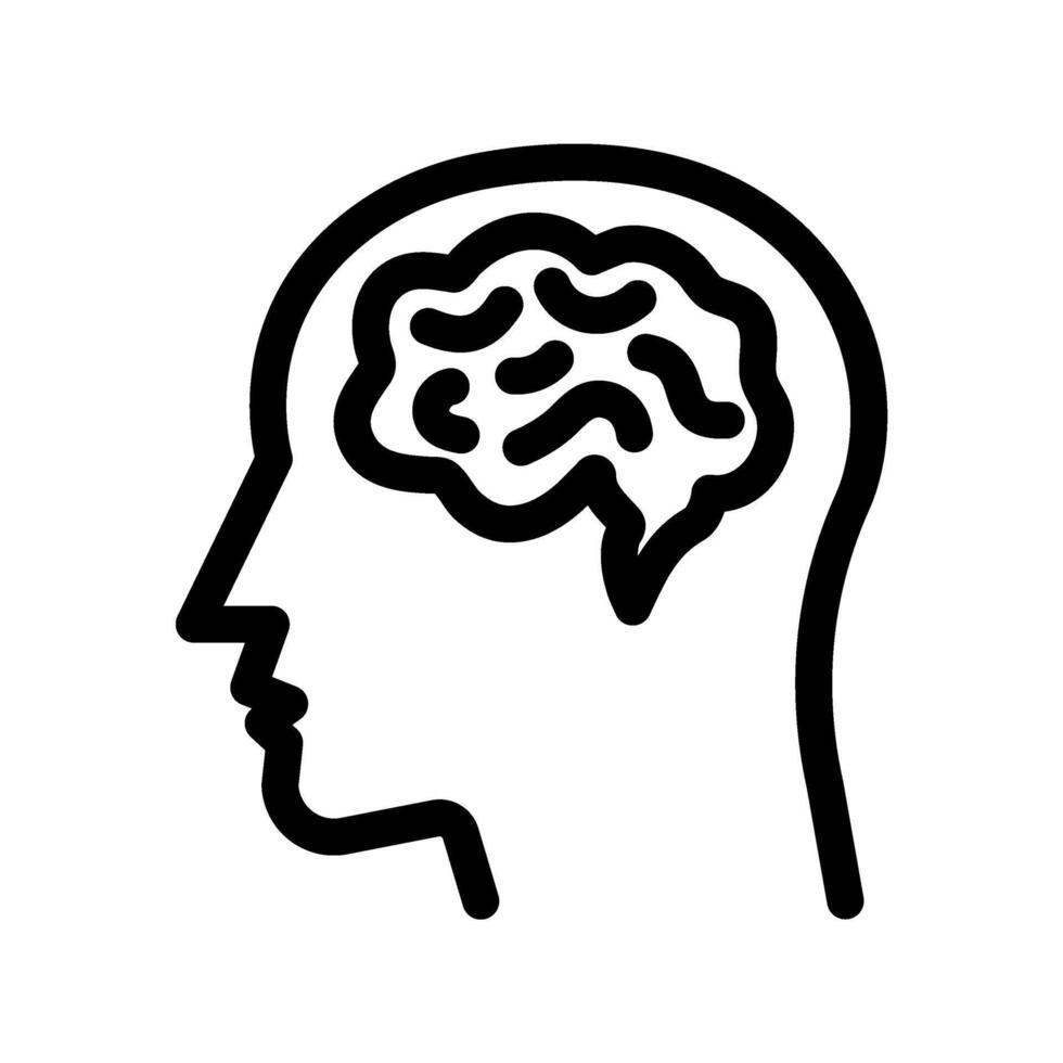 Human brain icon in line style. For your design, logo. illustration vector