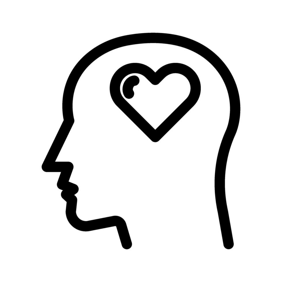 Brain and heart outline icon vector