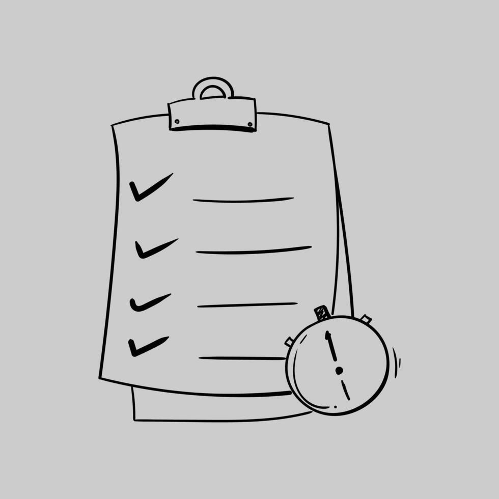 HAND DRAWN CLIPBOARD WITH CHECK MARK DOODLE STYLE ICON ILLUSTRATION vector