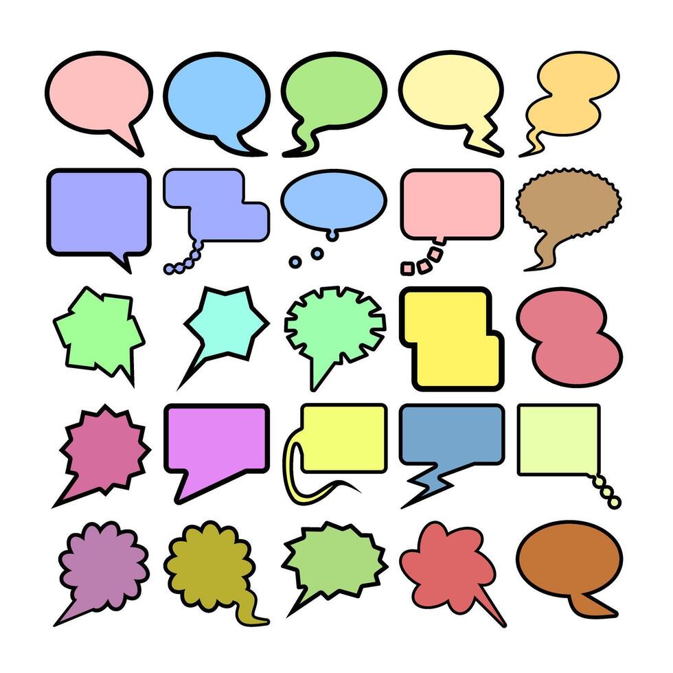25 set icons bubble chat panel comic vector