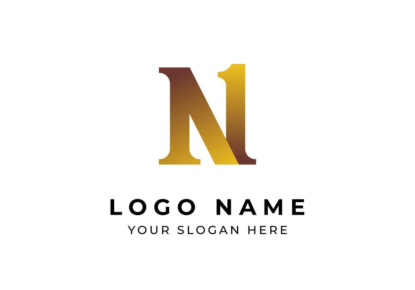 Logo Gold Letter N and Number 1. Editable file vector