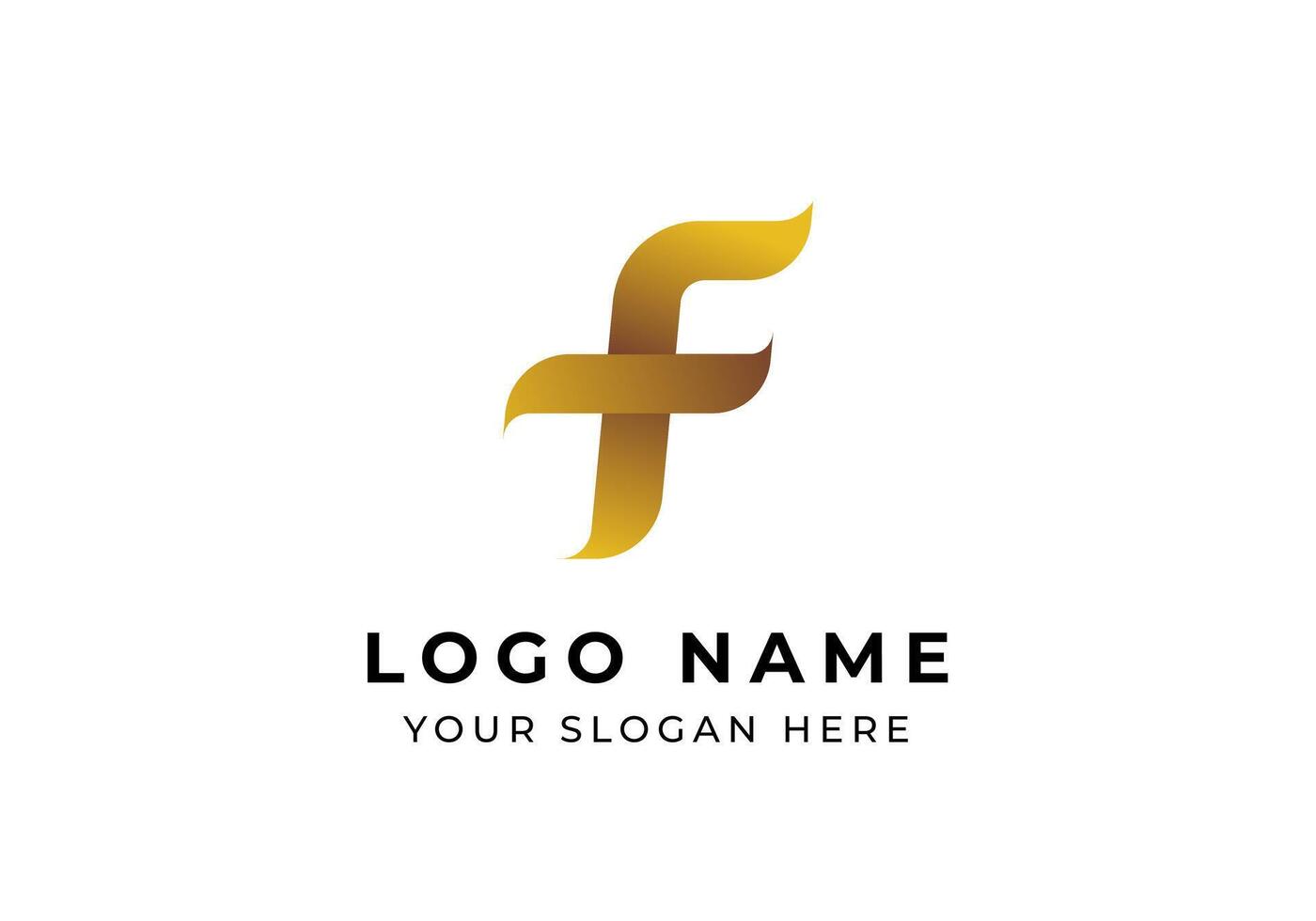 Logo Abstract Letter F with luxury gold color. Editable file vector