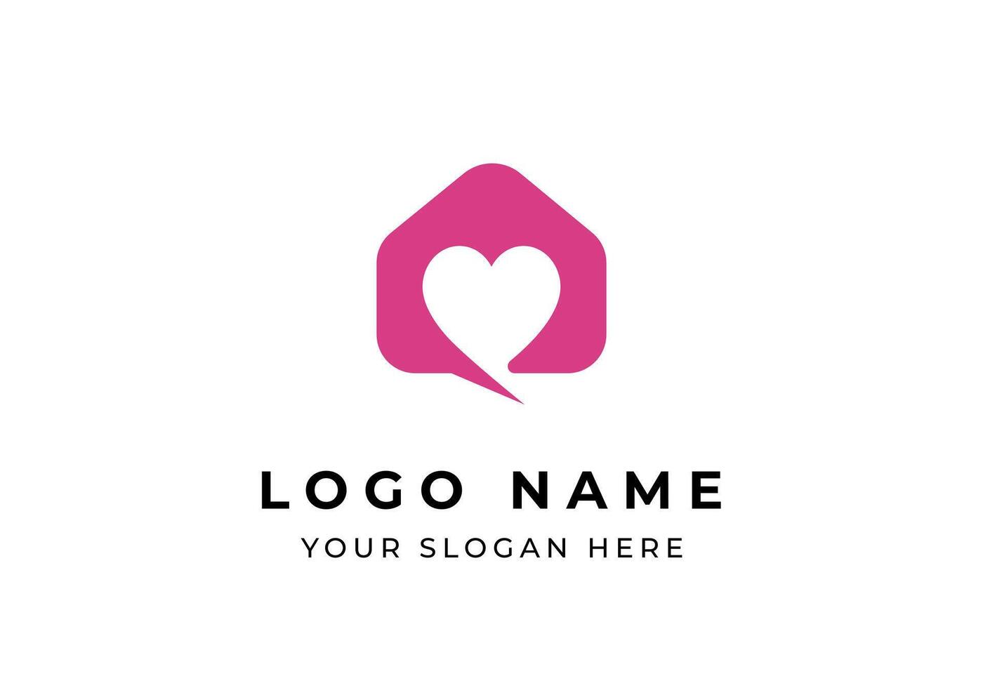 Logo Home, Love, and Chat, Real estate, Building and love logo design identity. Editable file vector