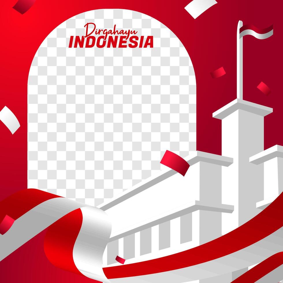 Indonesia independence day social media template vector