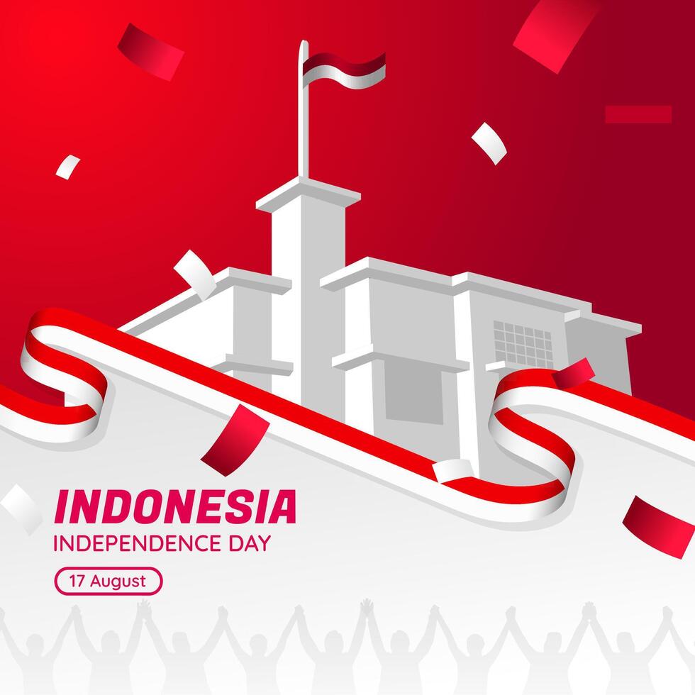 Indonesia independence day social media template vector