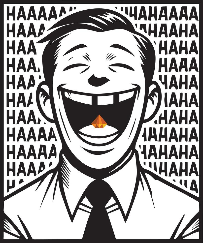 Vintage Laughter Cartoon Retro Black and White Comic Style cartoon smiling face vector