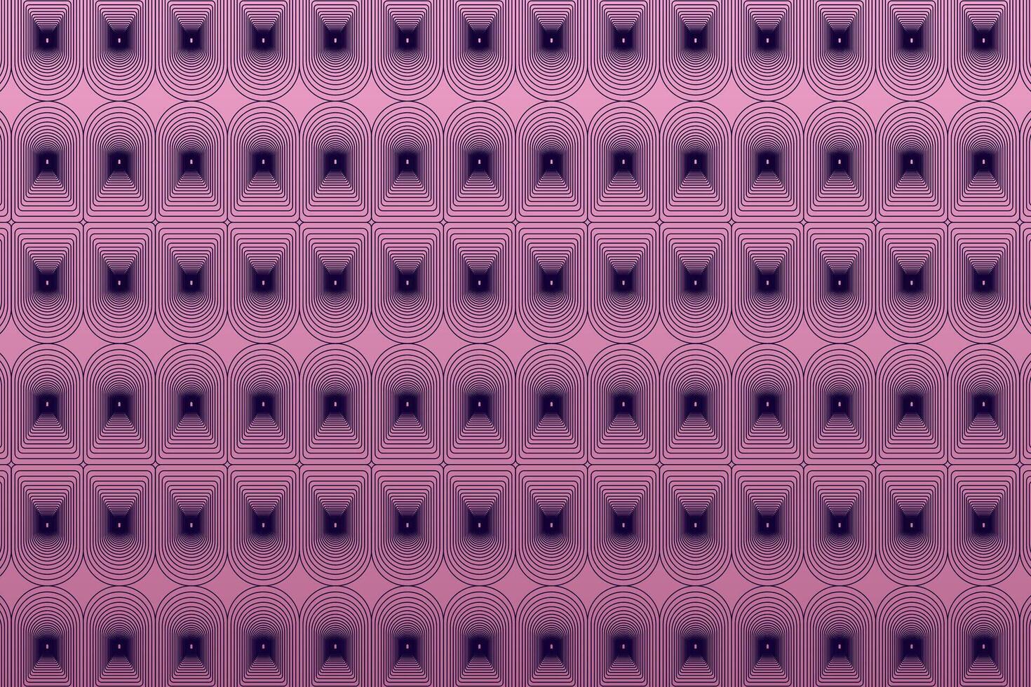 Abstract background with pink and blue geometric op art lines in oval door shape pattern. vector