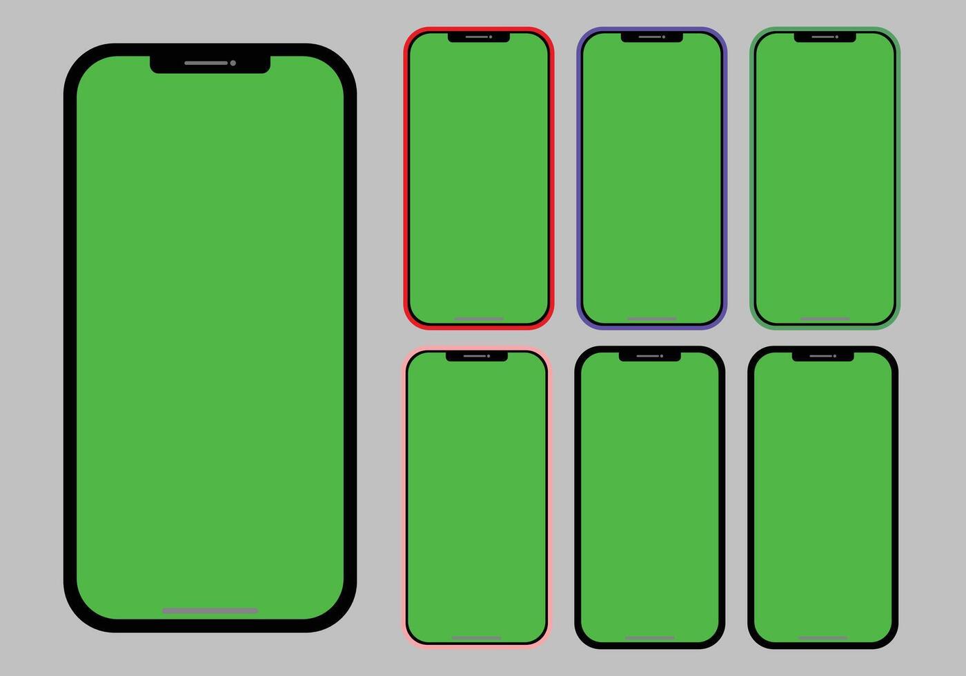 smartphone mockup greenscreen. mobile phone Isolated Background. vector