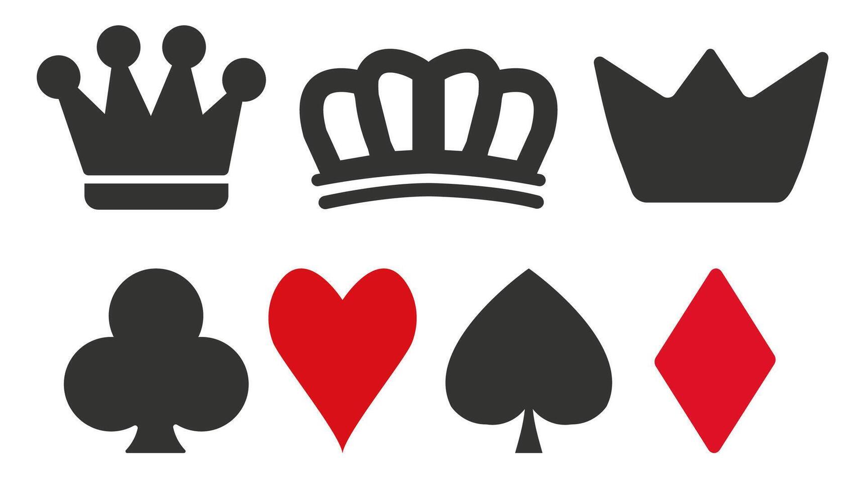 cards suits symbols crowns, hearts, diamonds, and spades vector