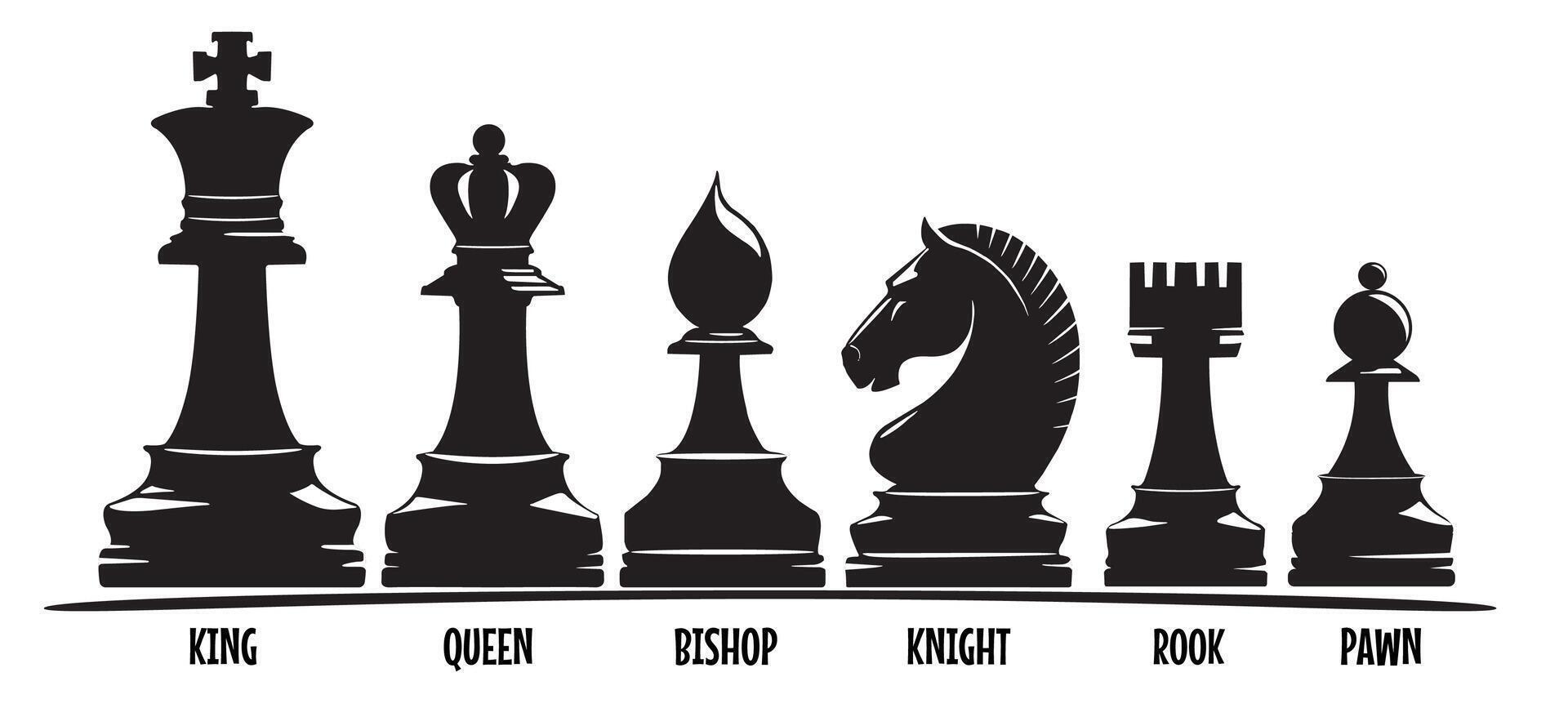 Chess pieces. King, Queen, bishop, knight, rook and pawn and bishop , success strategy. vector