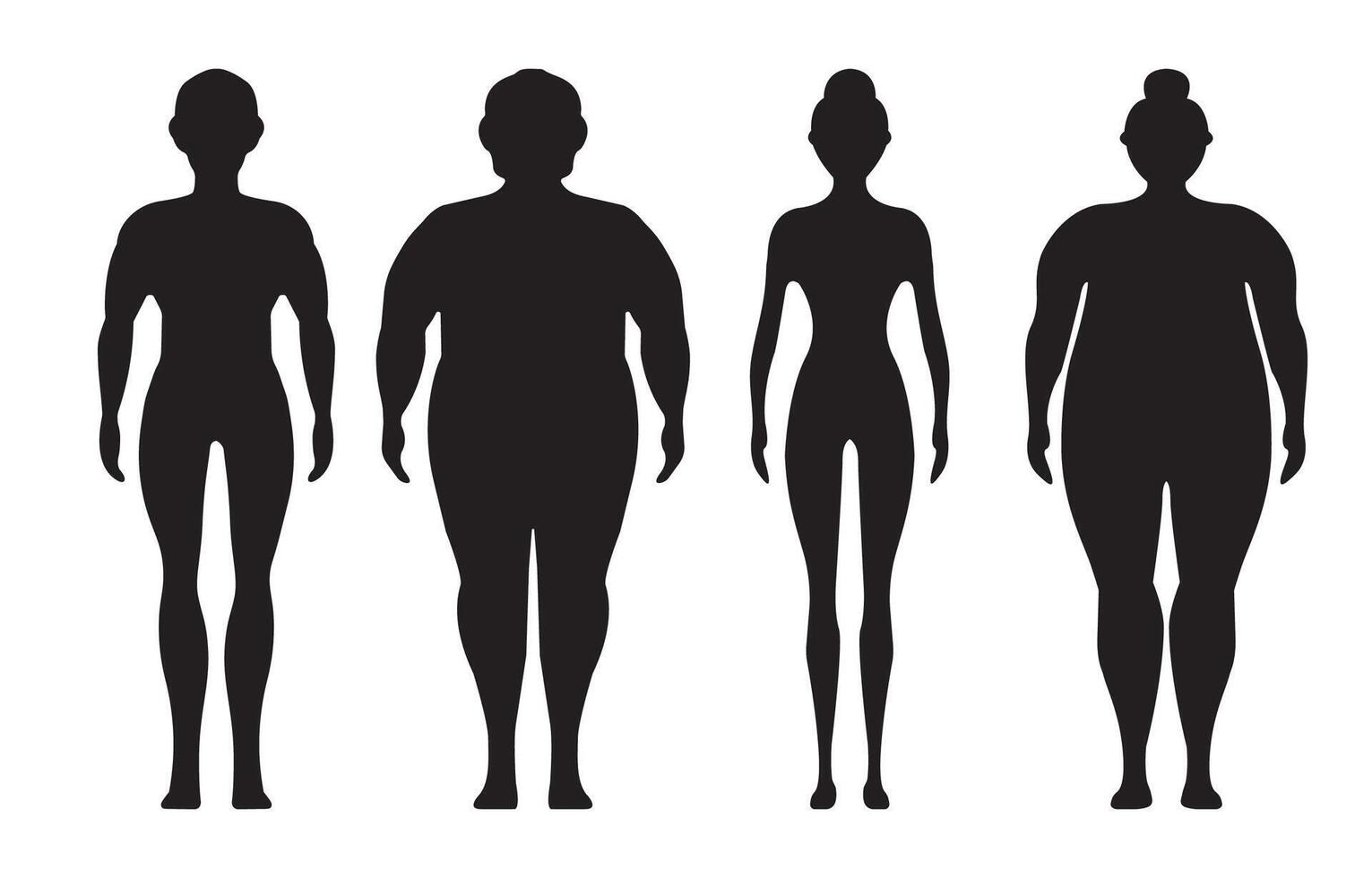 man and woman body mass, before and after diet. vector