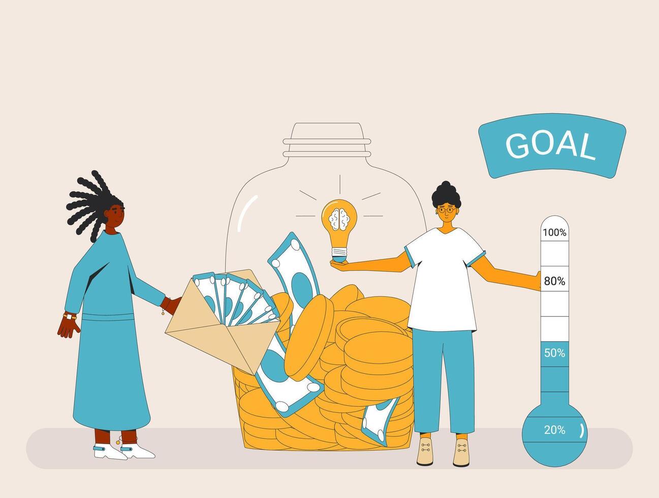 Edtech educational technology startup idea. Fundraising concept. vector