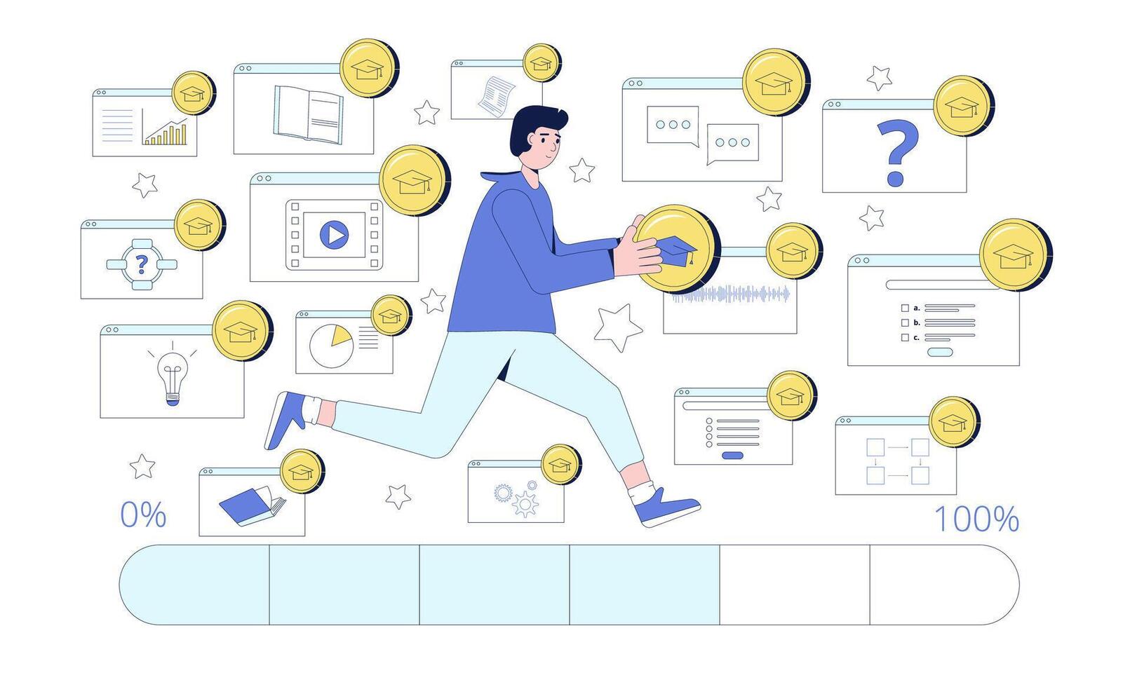 Gamification in learning. illustration. vector