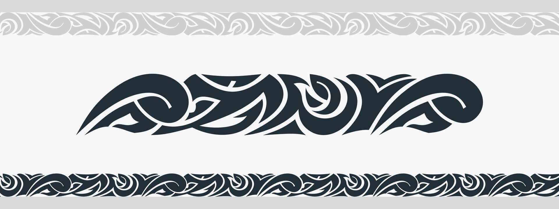 Creative Maori motif seamless stripping tribal tattoo wings set vector