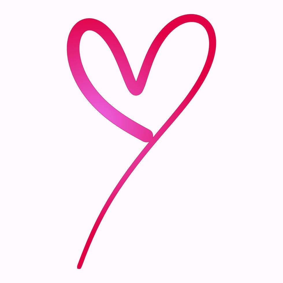 a pink heart shaped line is drawn on a white background vector