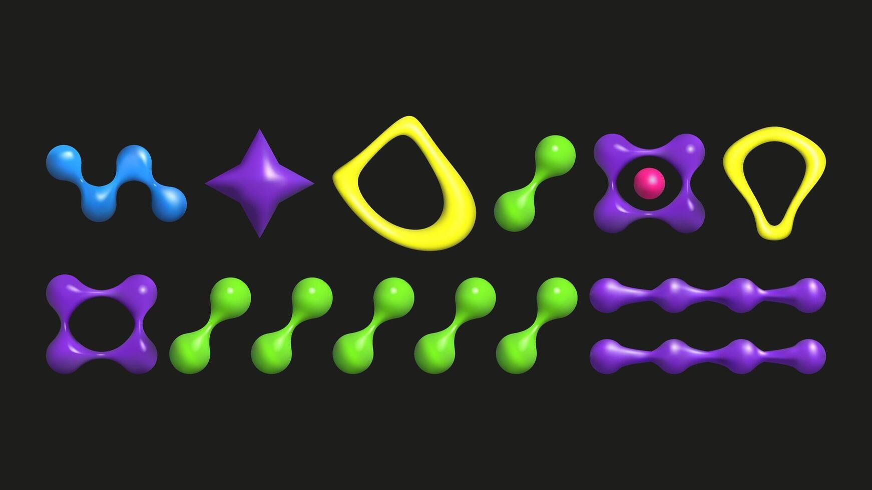 3D plastic elements set isolated abstract shapes. Geometric shapes are bright saturated colors. . vector