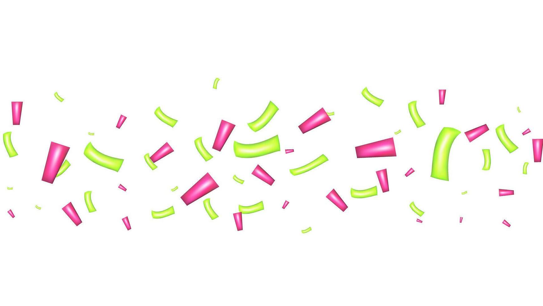 3d Confetti Firecracker Ribbon Paper Element Set. Bright colored figures fly in different directions. Poster design postcard banner web design. . vector