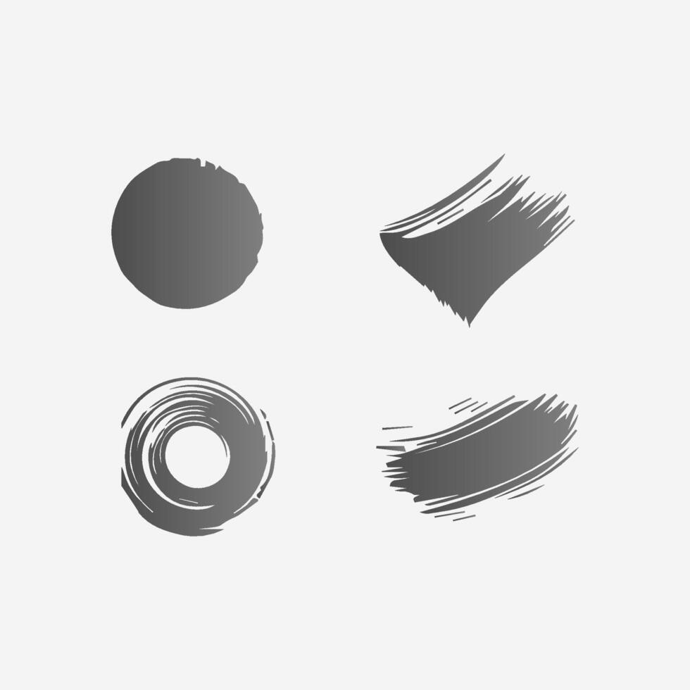 round paint brush stroke, ink splatter and artistic design elements. Dirty watercolor texture, box, frame, grunge background, splash or creative shape vector