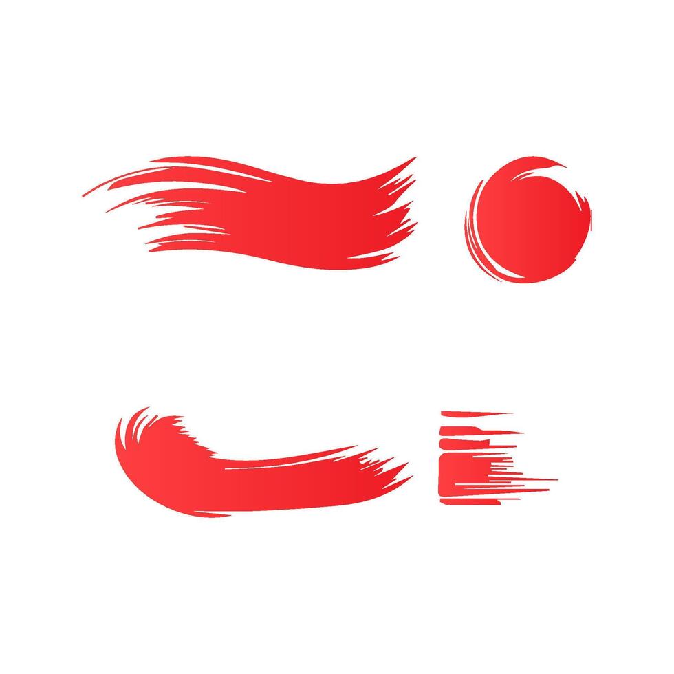 Red paint brush stroke, ink splatter and artistic design elements. Dirty watercolor texture, box, frame, grunge background, splash or creative shape vector